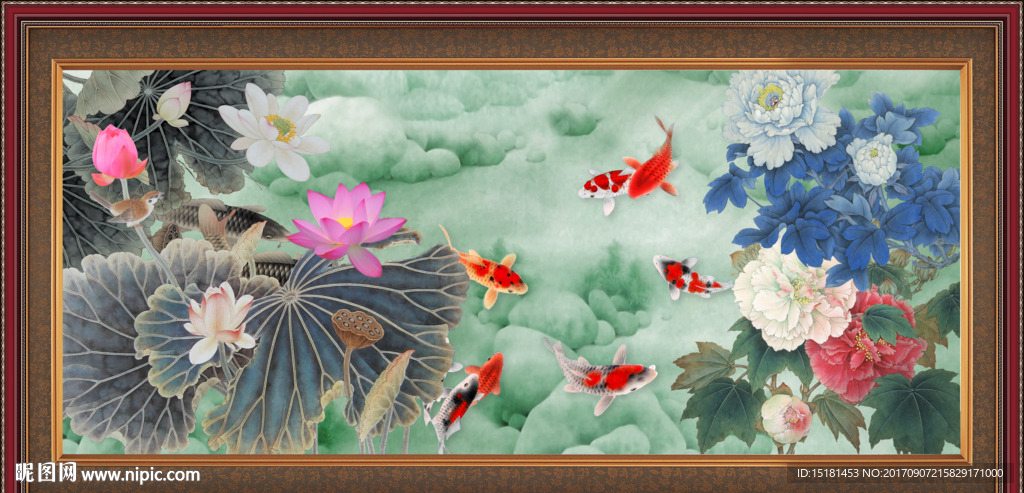 荷花鲤鱼图