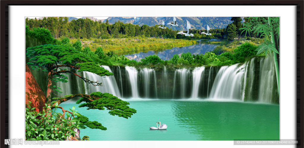 山水风景迎客松