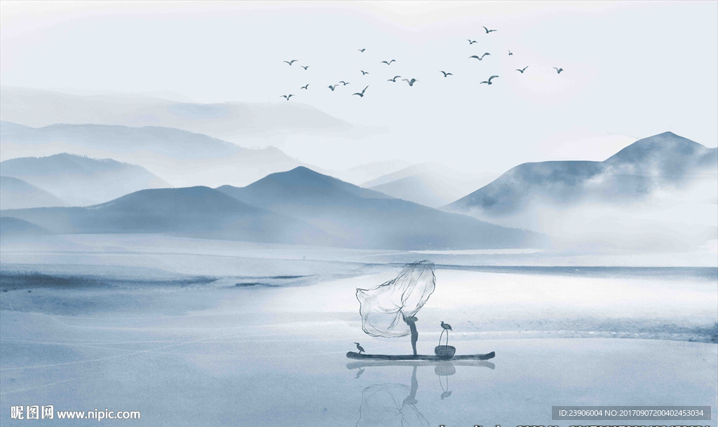 水墨山水 电视背景墙