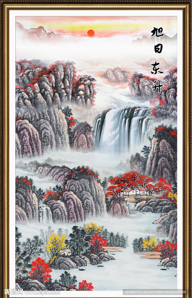 竖幅山水画