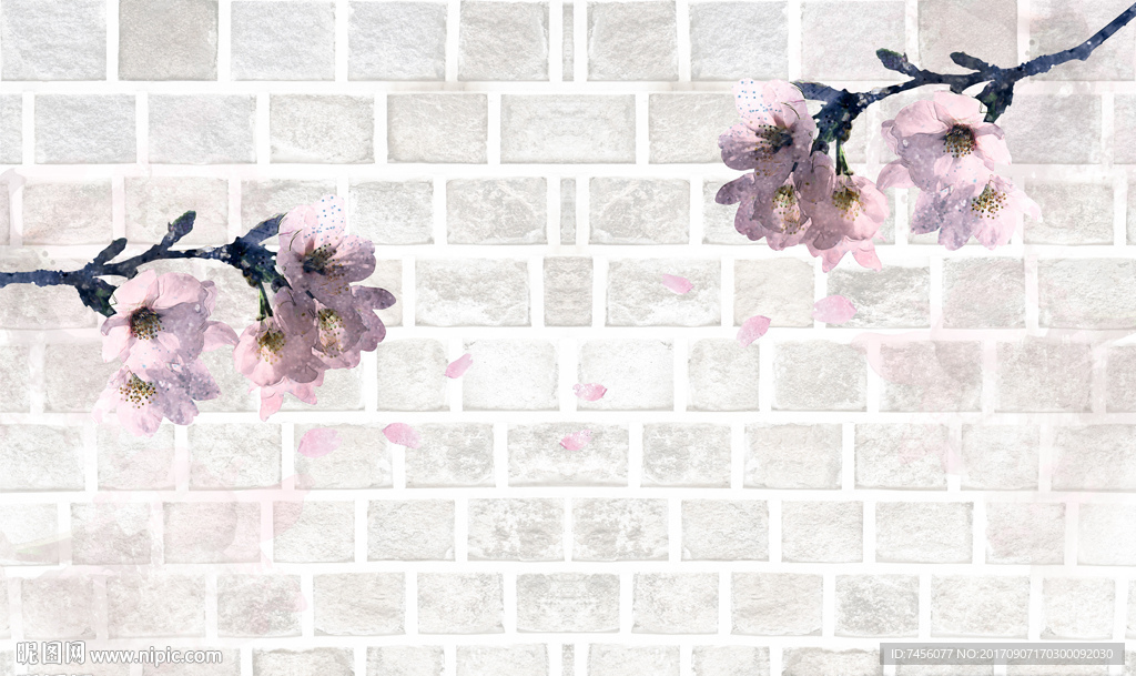 唯美水彩花卉墙面立体背景墙