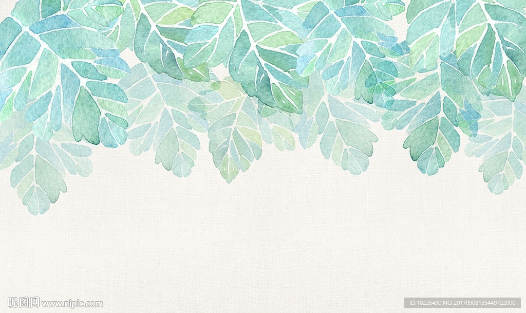 北欧现代简约手绘树叶背景墙