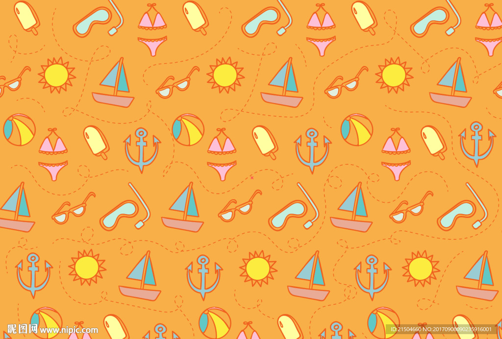 精致矢量海边沙滩度假背景图片