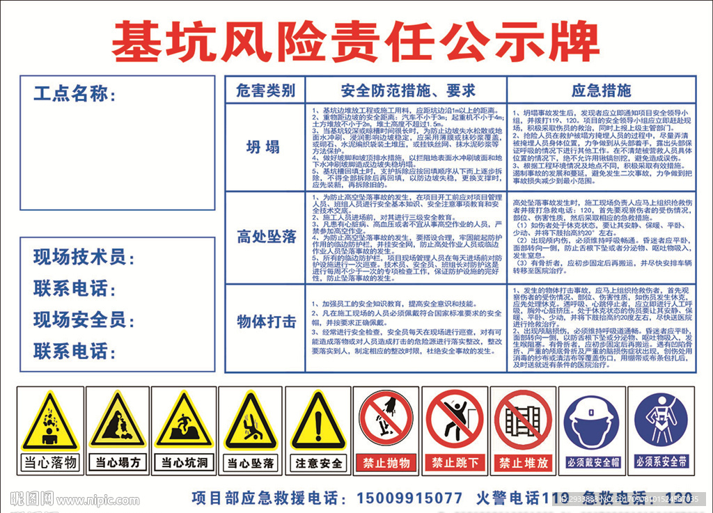 基坑风险责任公示牌