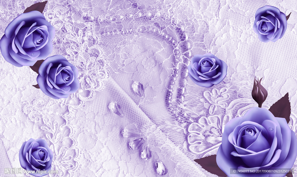 紫色玫瑰花浪漫立体背景墙