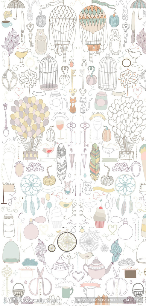 手绘奇幻世界水彩画