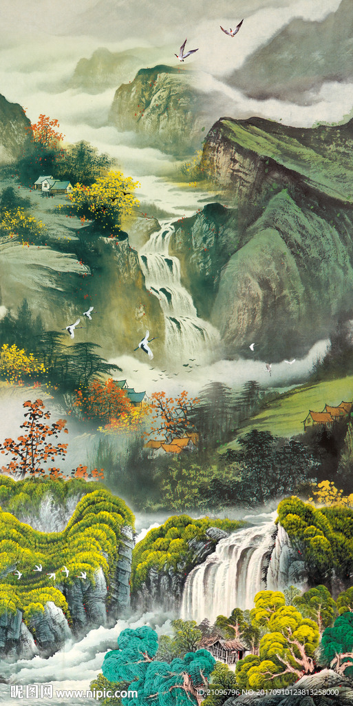 山水国画玄关