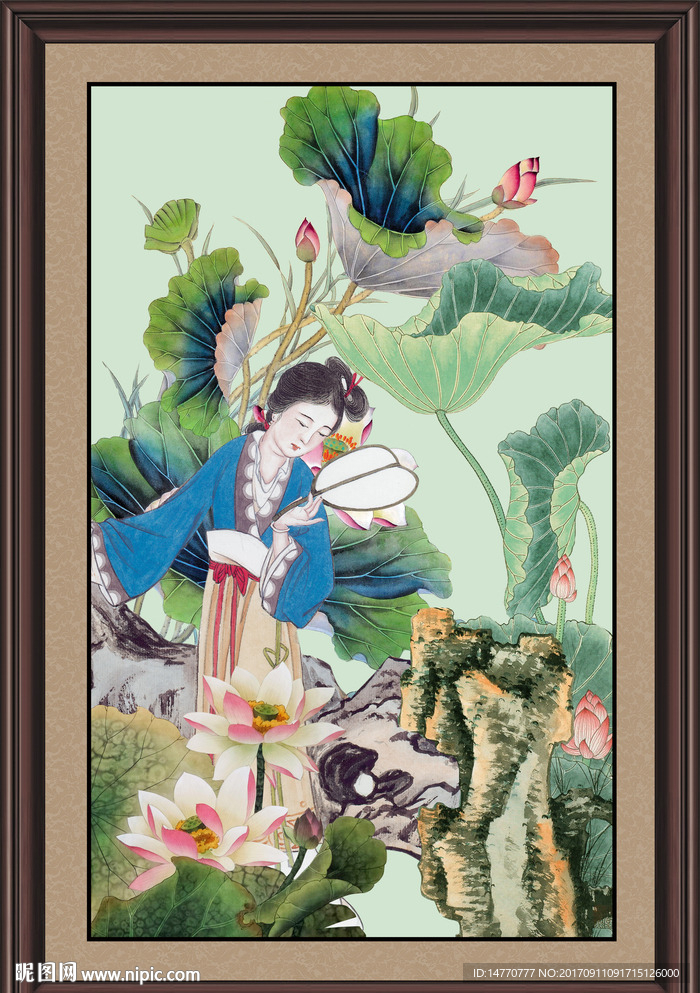 荷花美女图