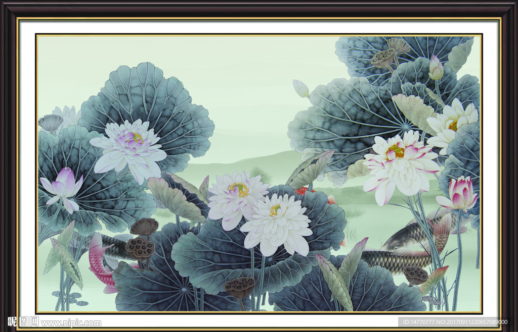 荷花壁画