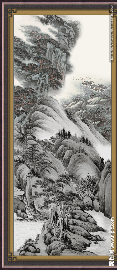 竖幅水墨国画