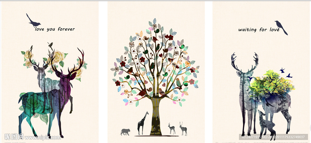 北欧麋鹿装饰画