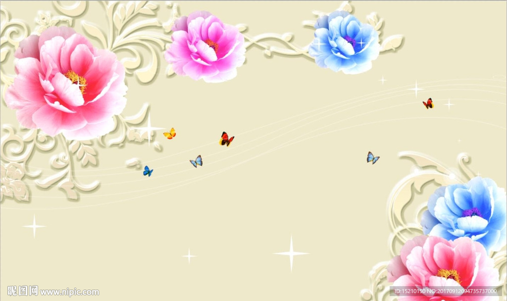 梦幻玫瑰花朵