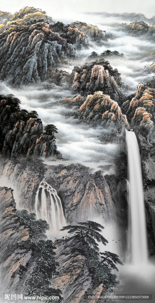 山水国画玄关
