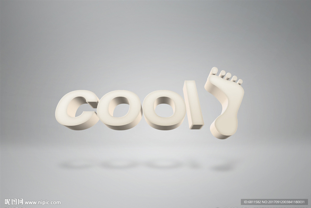 白色脚板浮雕风格3D立体字效果