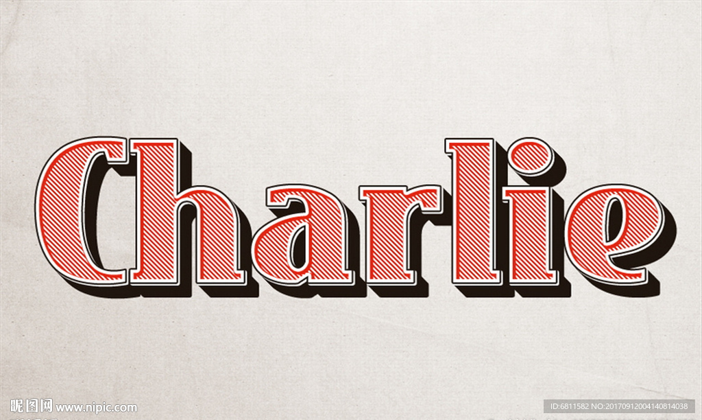 红白风格立体字主题3D字体样式