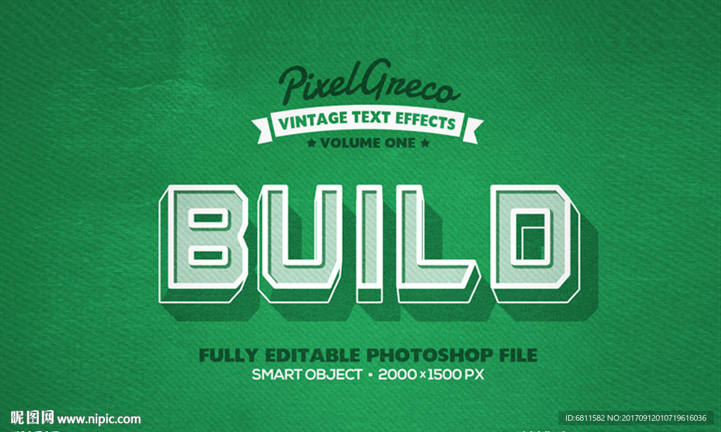绿色风格立体字主题3D字体样式