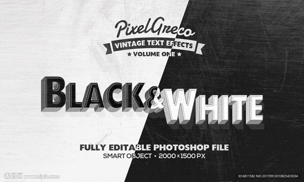 黑白风格立体字主题3D字体样式