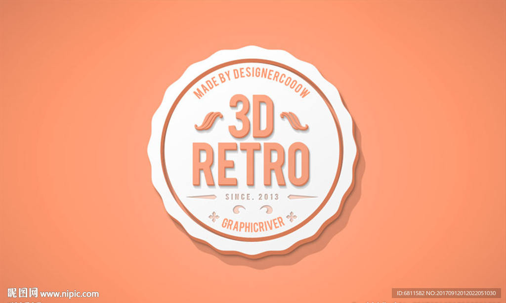 橙色可爱风格3D字体主题效果