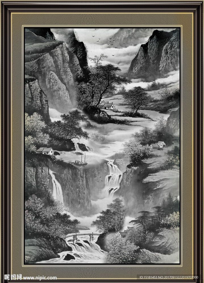 水墨山水国画