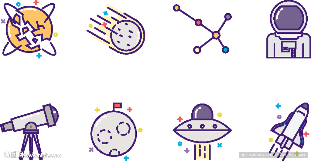精致矢量描边航天图标
