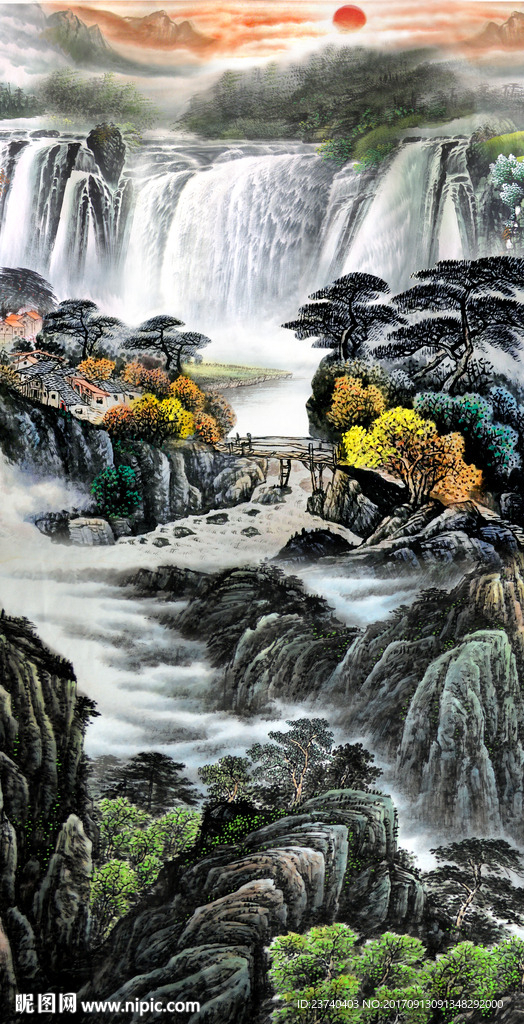 山水国画玄关
