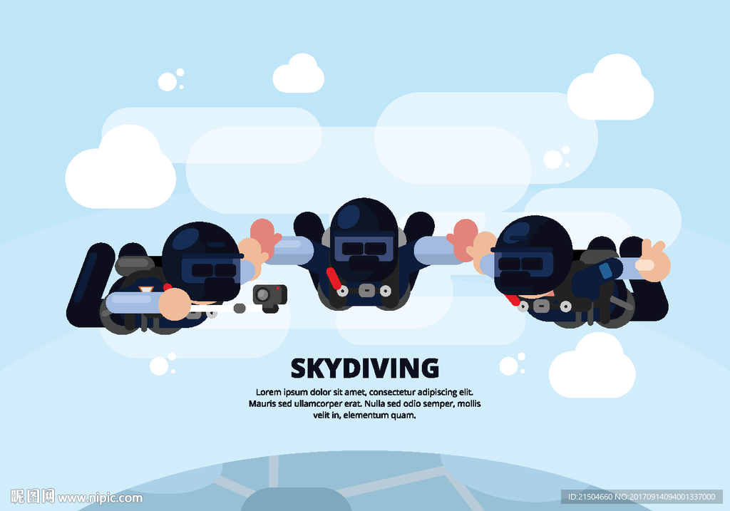 精致矢量彩色特技跳伞插画