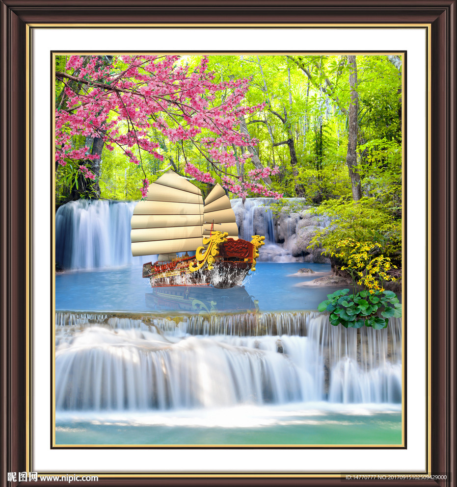 山水风景 一帆风顺