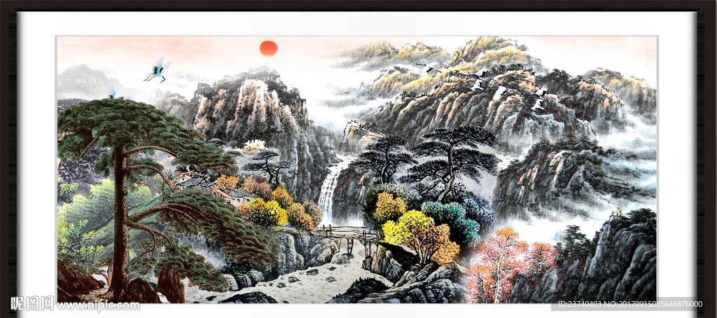 国画迎客松