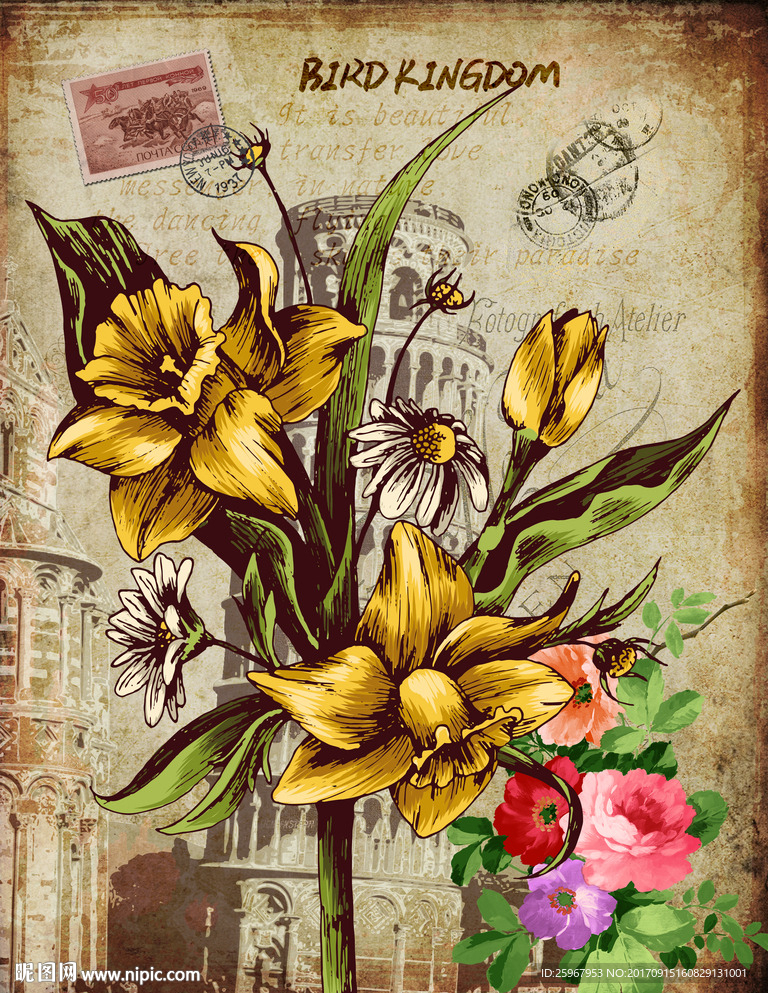 欧式花卉装饰图