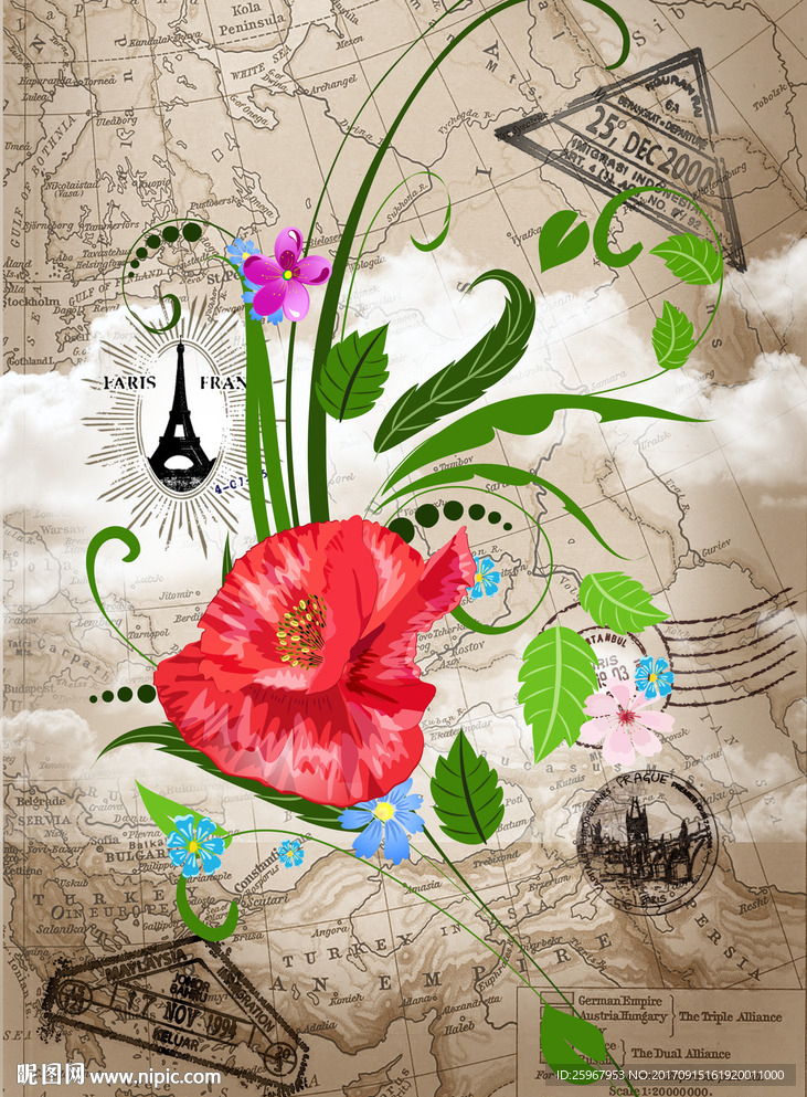 欧式花卉装饰图