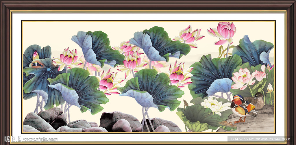 荷花鸳鸯图