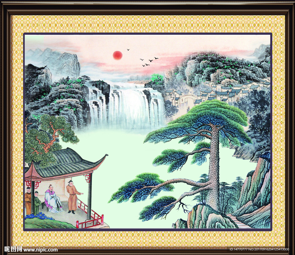 迎客松国画