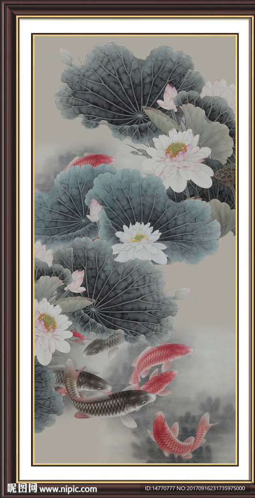 荷花鲤鱼图