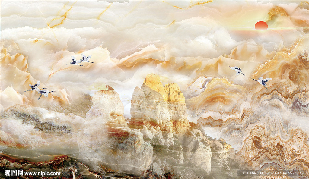 旭日东升大理石纹