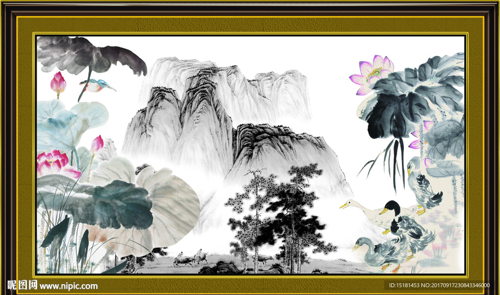 国画荷花