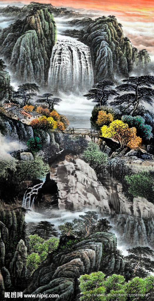 山水国画玄关