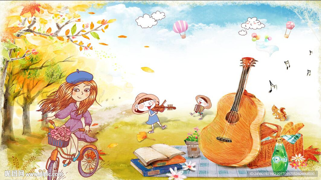 手绘韩式卡通风景