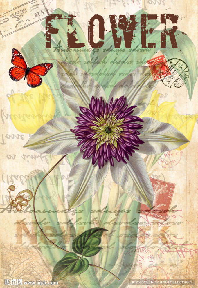 蝴蝶花卉装饰画