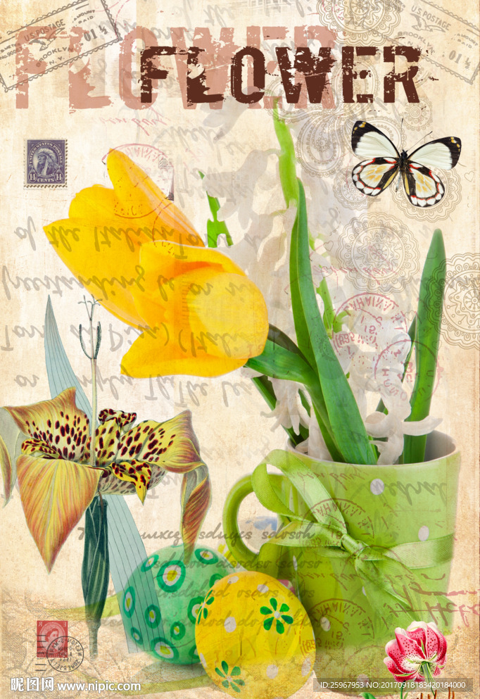 蝴蝶花卉装饰画