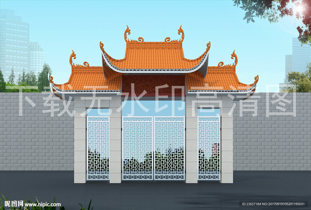 仿古大门 铁艺大门 大门效果图