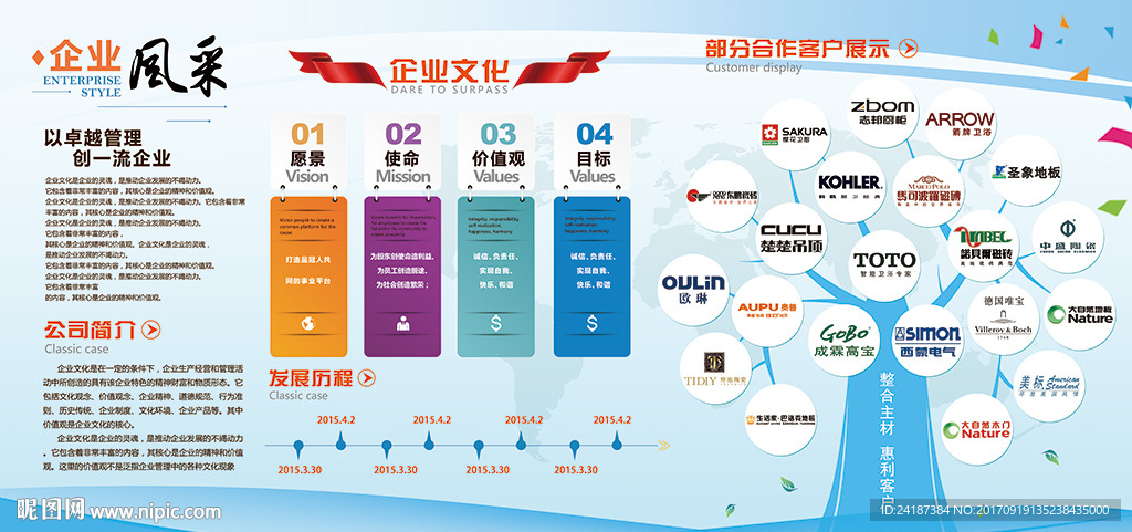 大气立体企业文化墙员工风采背景