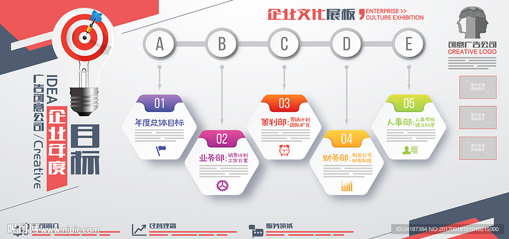 简约时尚企业年度目标宣传栏展板