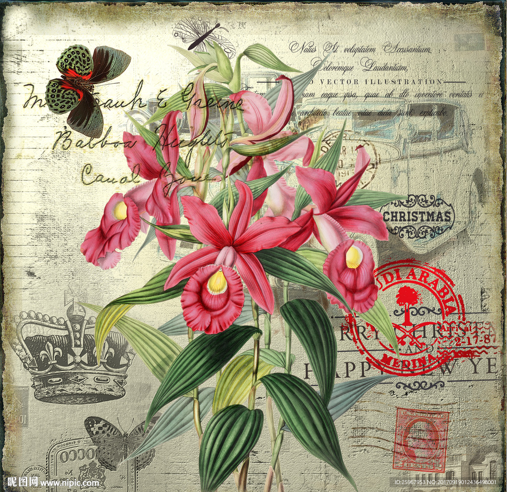 蝴蝶花卉装饰画