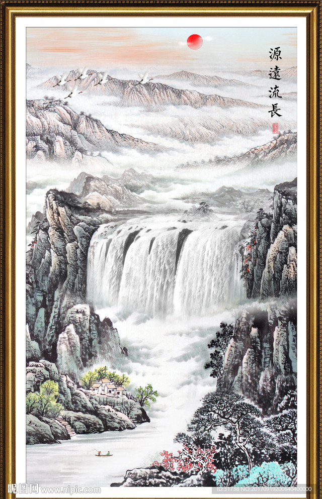 竖幅山水画