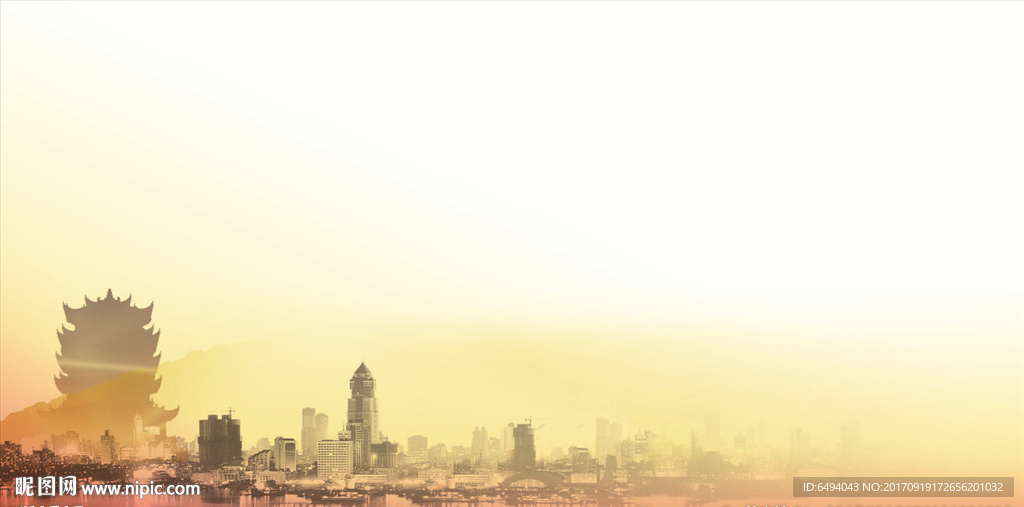 黄鹤楼武汉江景水墨概念背景图