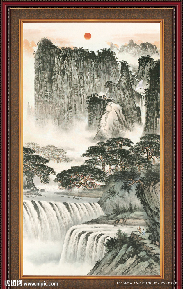 山水国画水墨