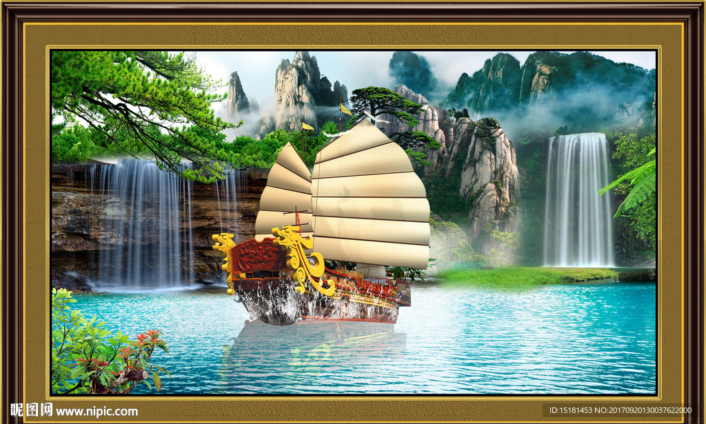 山水风景一帆风顺