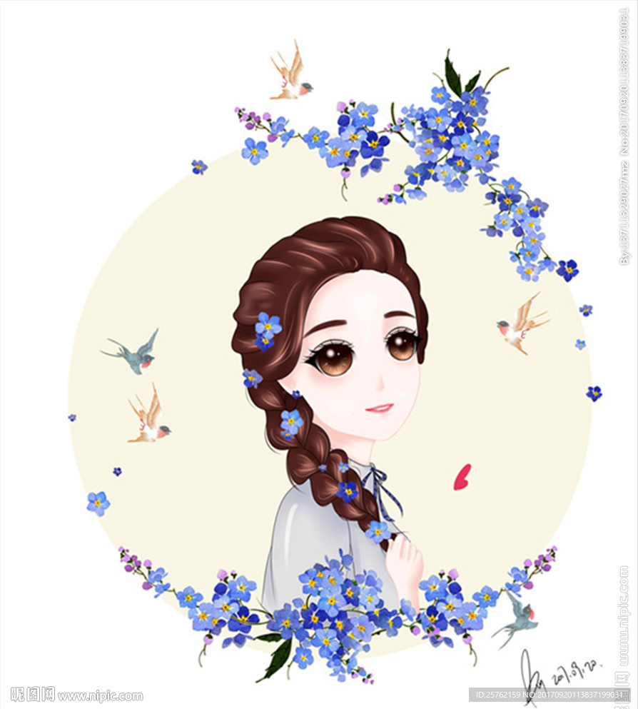 手绘小女孩