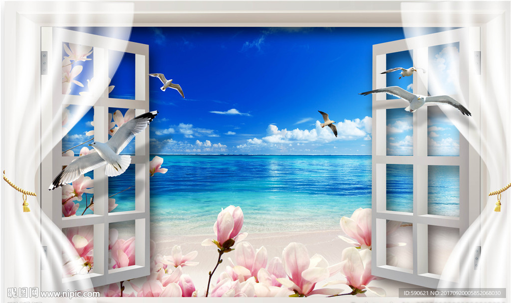 3D海景背景墙