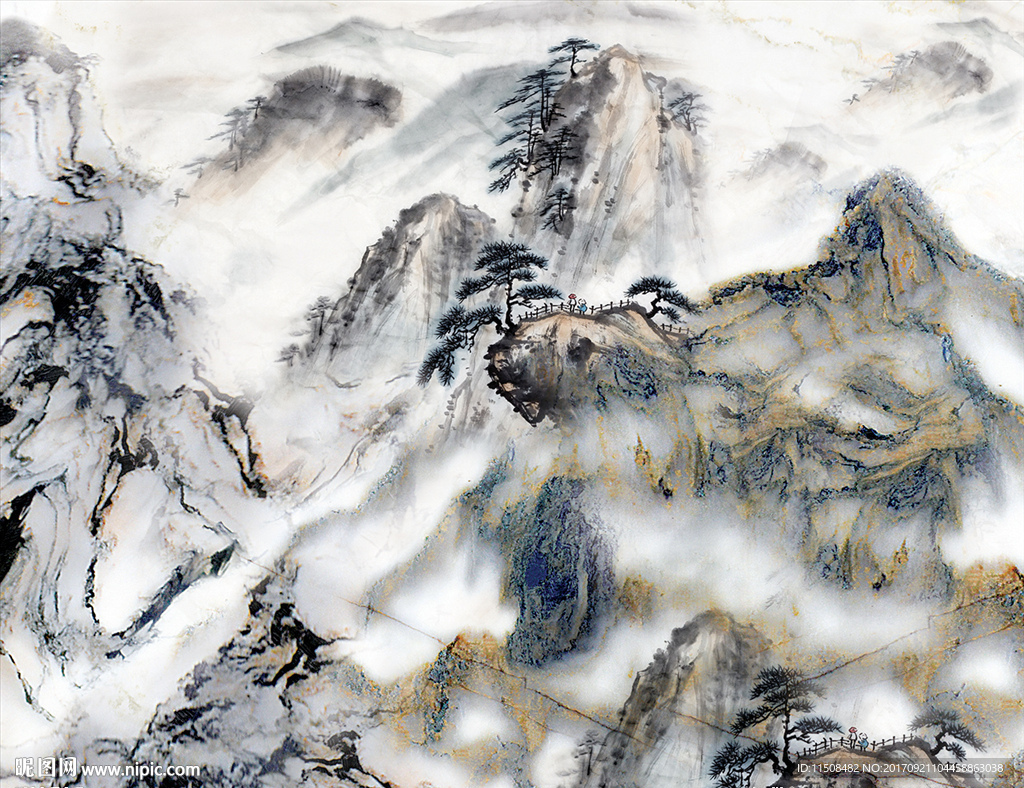 水墨天山大理石纹